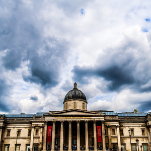 National Gallery, London, under stormy skies